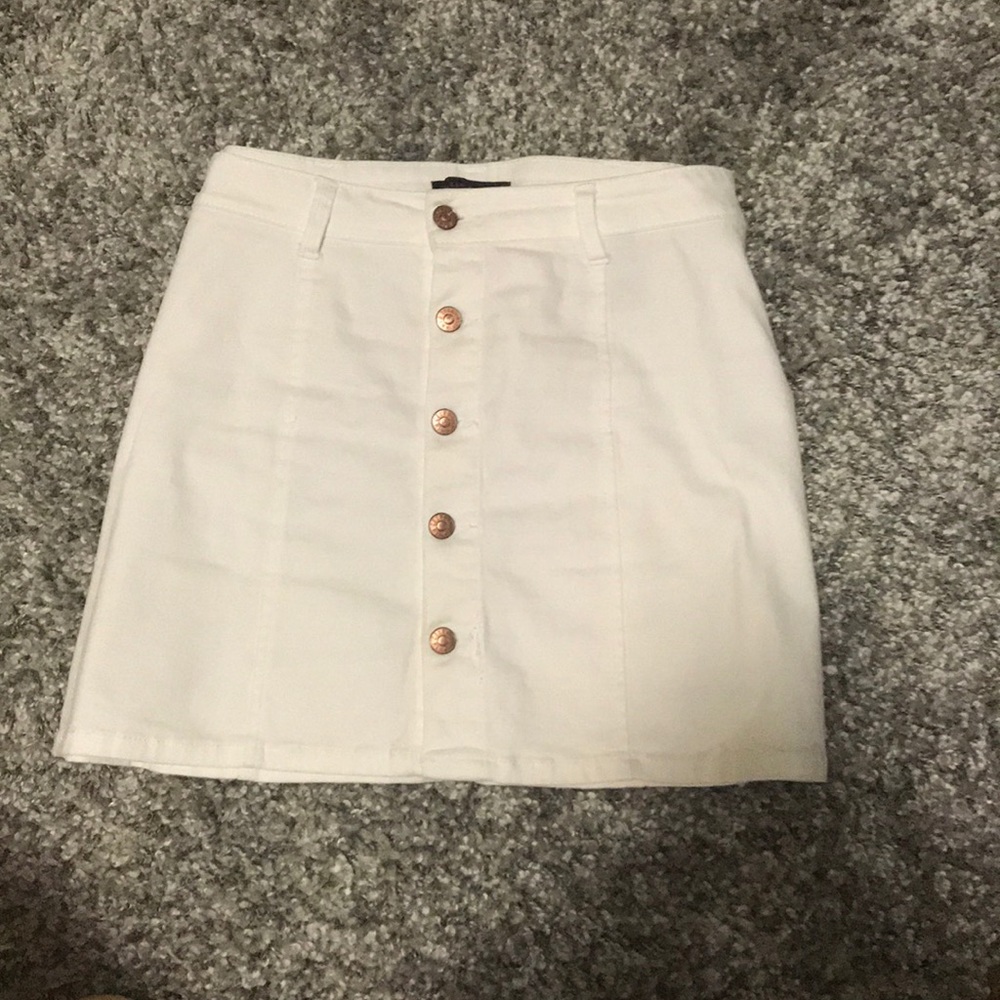 White Button Down Jean Skirt!!